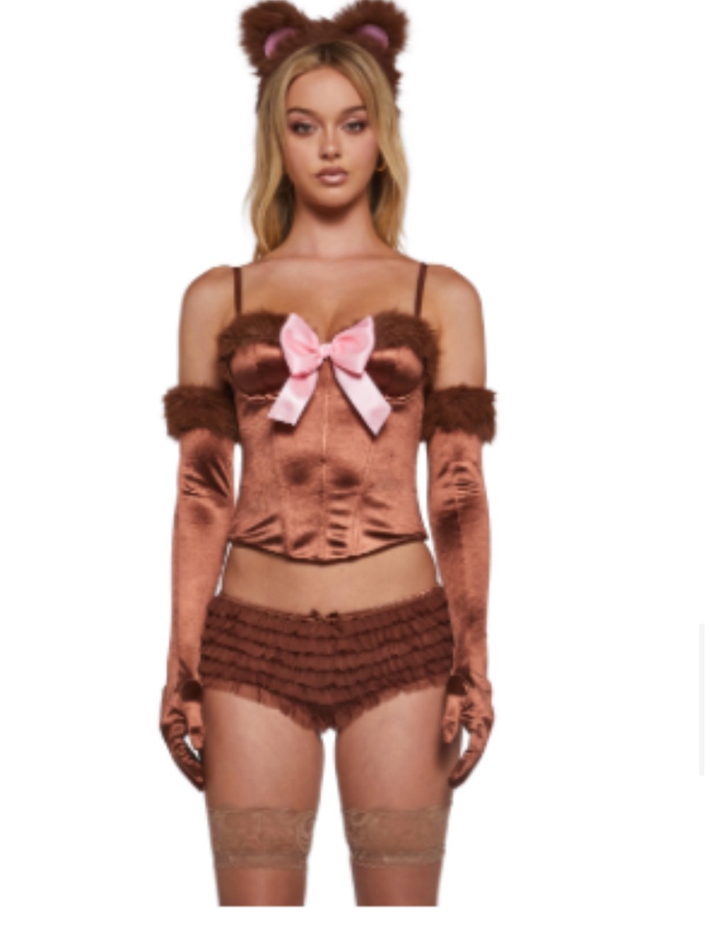 Dolls kill bad bear costume XS brown Halloween party teddy corset